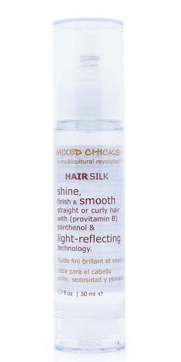 Mixed Chicks Gloss and Shining Hair Silk bottle ready to apply for instant shine.