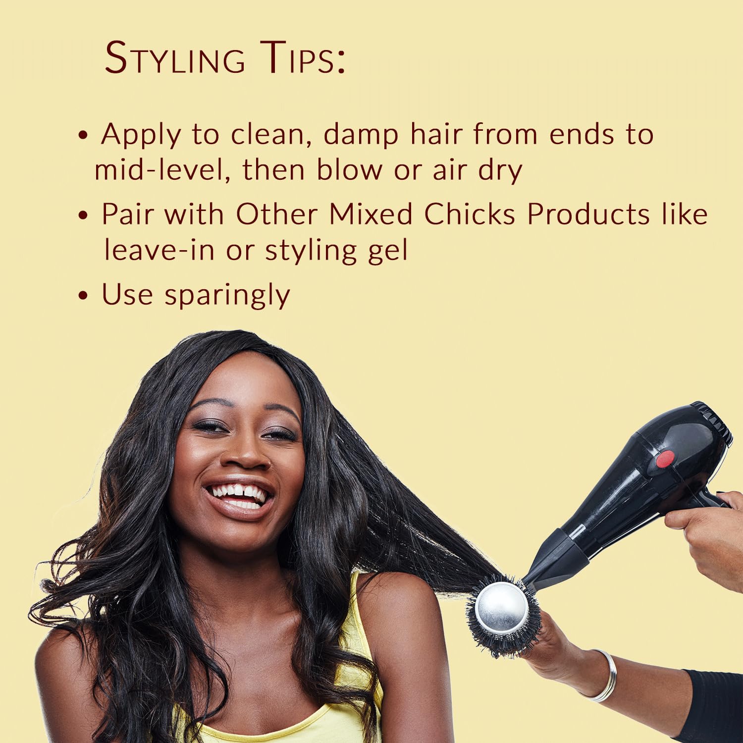 Mixed Chicks Gloss and Shining Hair Silk styling curls to define and glow.