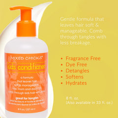 Mixed Chicks Kids Gentle Conditioner applied on hair enables smooth, manageable curls