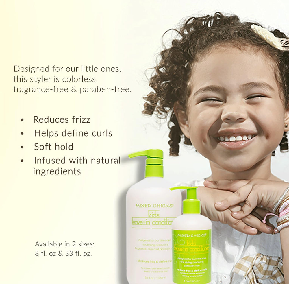 Mixed Chicks Kids Leave-In Conditioner soft hold supports touchable, defined curls.