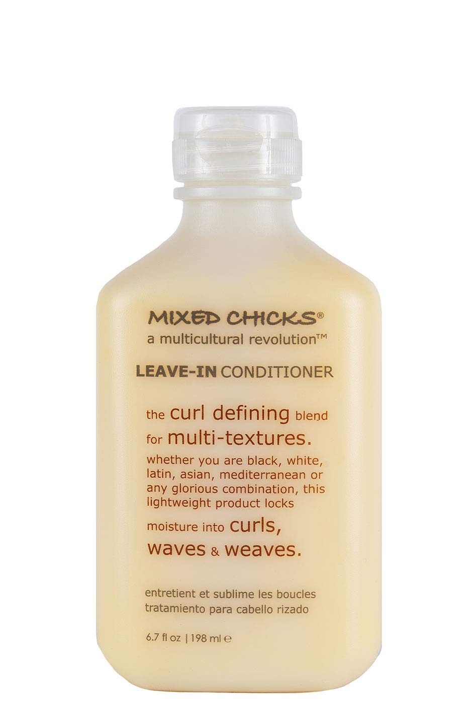 Mixed Chicks leave-in bottle showing curl definition for all hair textures
