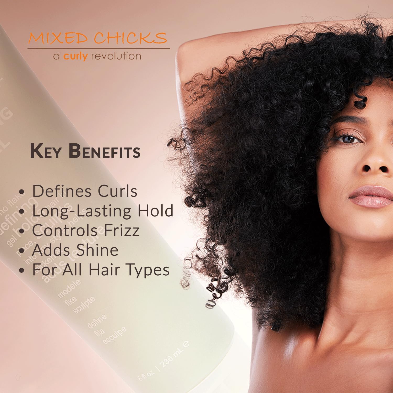 Mixed Chicks styling gel textured hair close-up reveals textured look with flexible hold