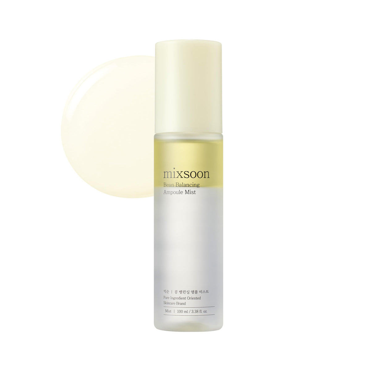 mixsoon Bean Balancing Ampoule Mist bottle closeup shows hydrating, balanced skin benefits.
