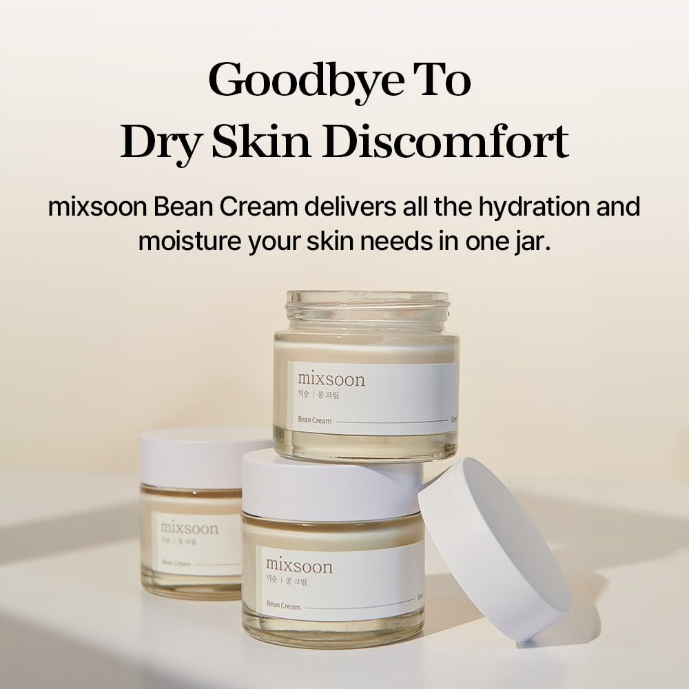 Mixsoon Bean Cream texture swirl demonstrates thick non sticky moisture for dull skin.