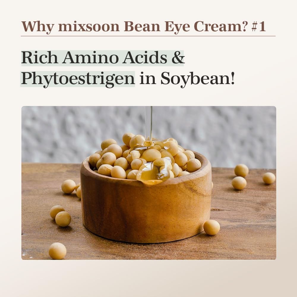 Mixsoon Bean Eye Cream ingredients chrysanthemum callus extract shown for antioxidant support.