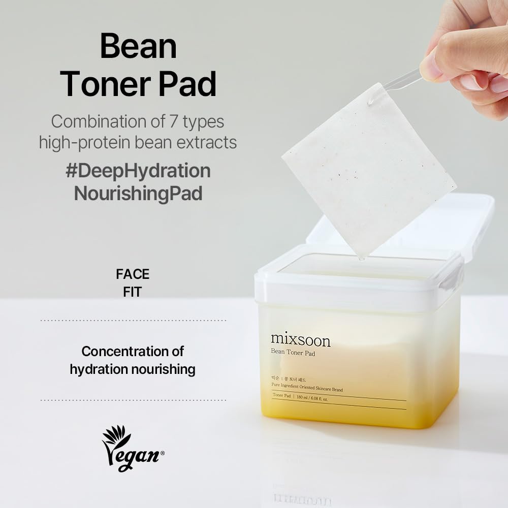 Mixsoon bean toner pad forehead-application for targeted toning and prep.