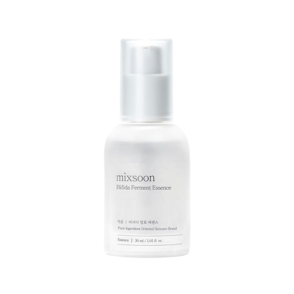 Mixsoon Bifida Ferment Essence bottle highlights hydrating barrier-care potential.