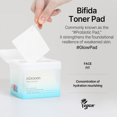 mixsoon bifida toner pad three-layer rayon sponge close-up illustrating absorbent texture for efficient application