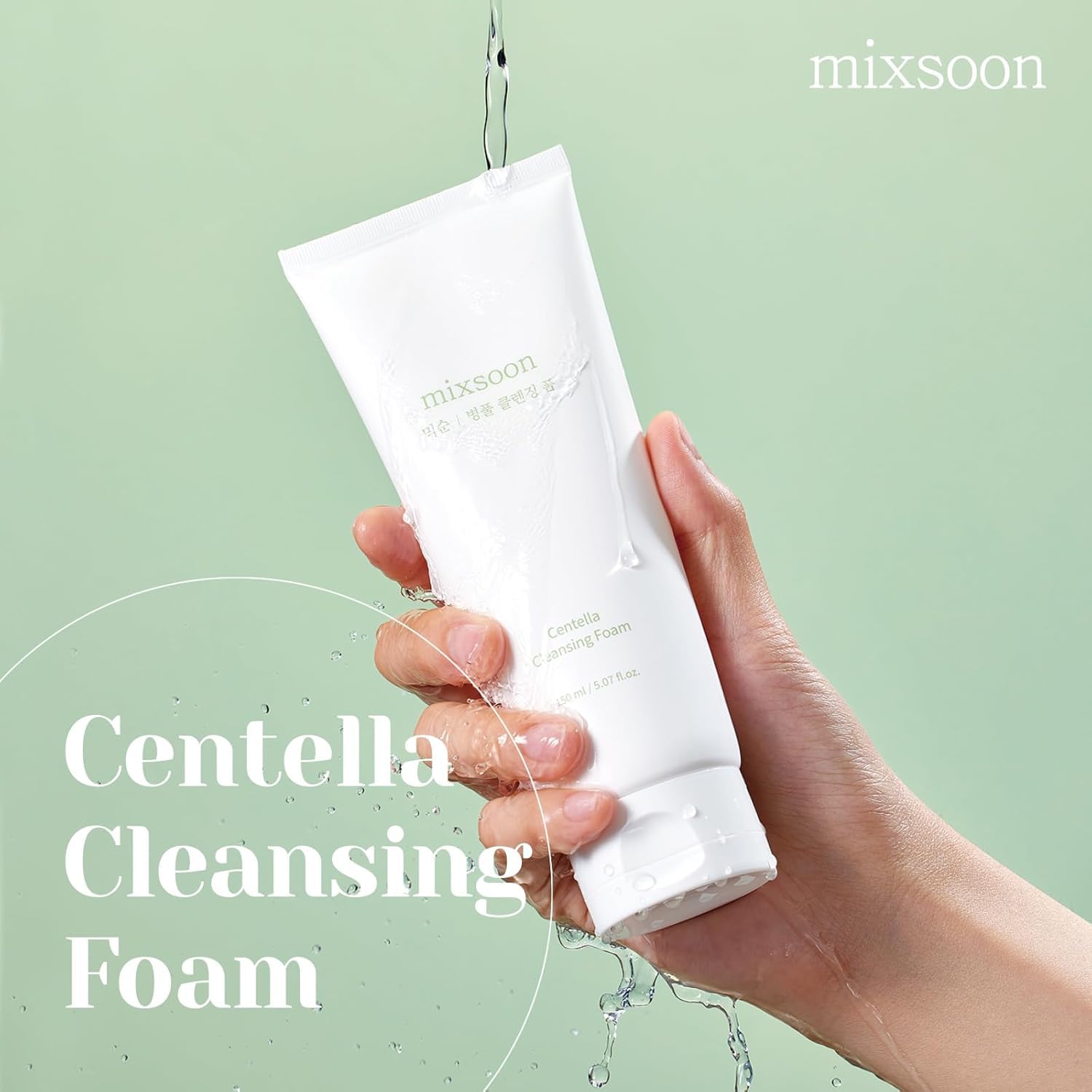 mixsoon Centella Cleansing Foam pump close-up for easy daily cleansing