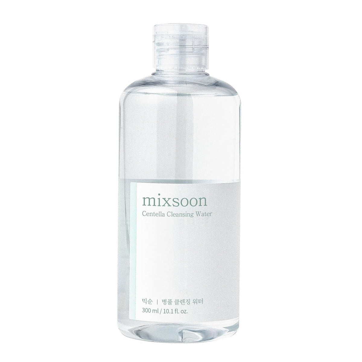 Mixsoon Centella Cleansing Water bottle closeup for gentle daily cleansing