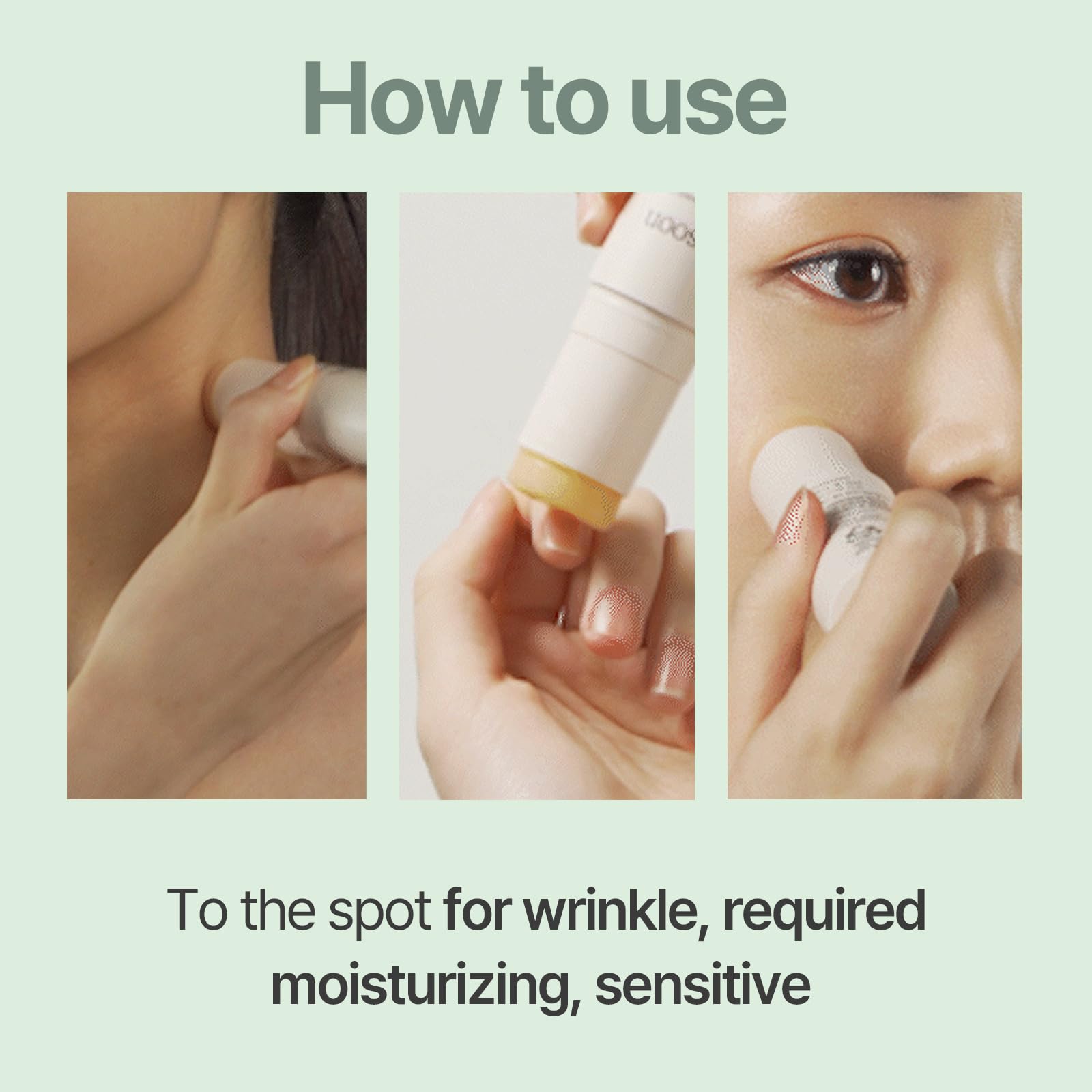 Applying Mixsoon Centella Stick Balm on cheek for natural glow