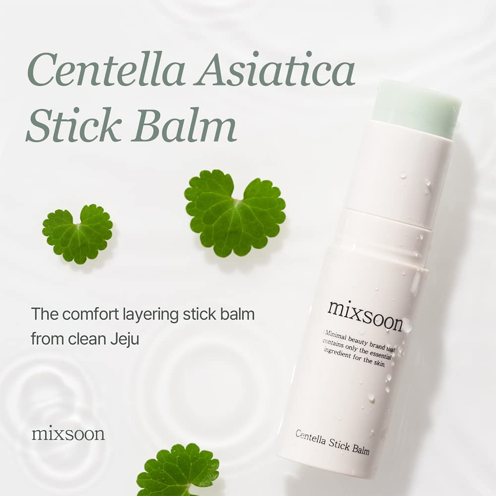 Close-up of Mixsoon Centella Stick Balm texture showing non-sticky finish