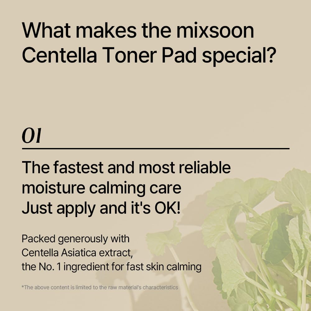 Mixsoon Centella Toner Pad split-for-targeted-care demonstrates targeted nose or chin use.