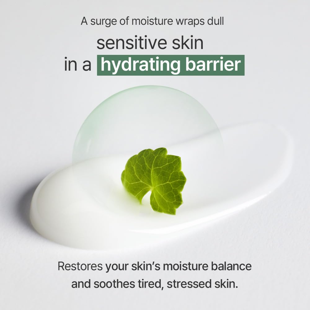 Mixsoon Cica Hyal Deep Soothing Cream applied on the face illustrates a gentle calming layer.