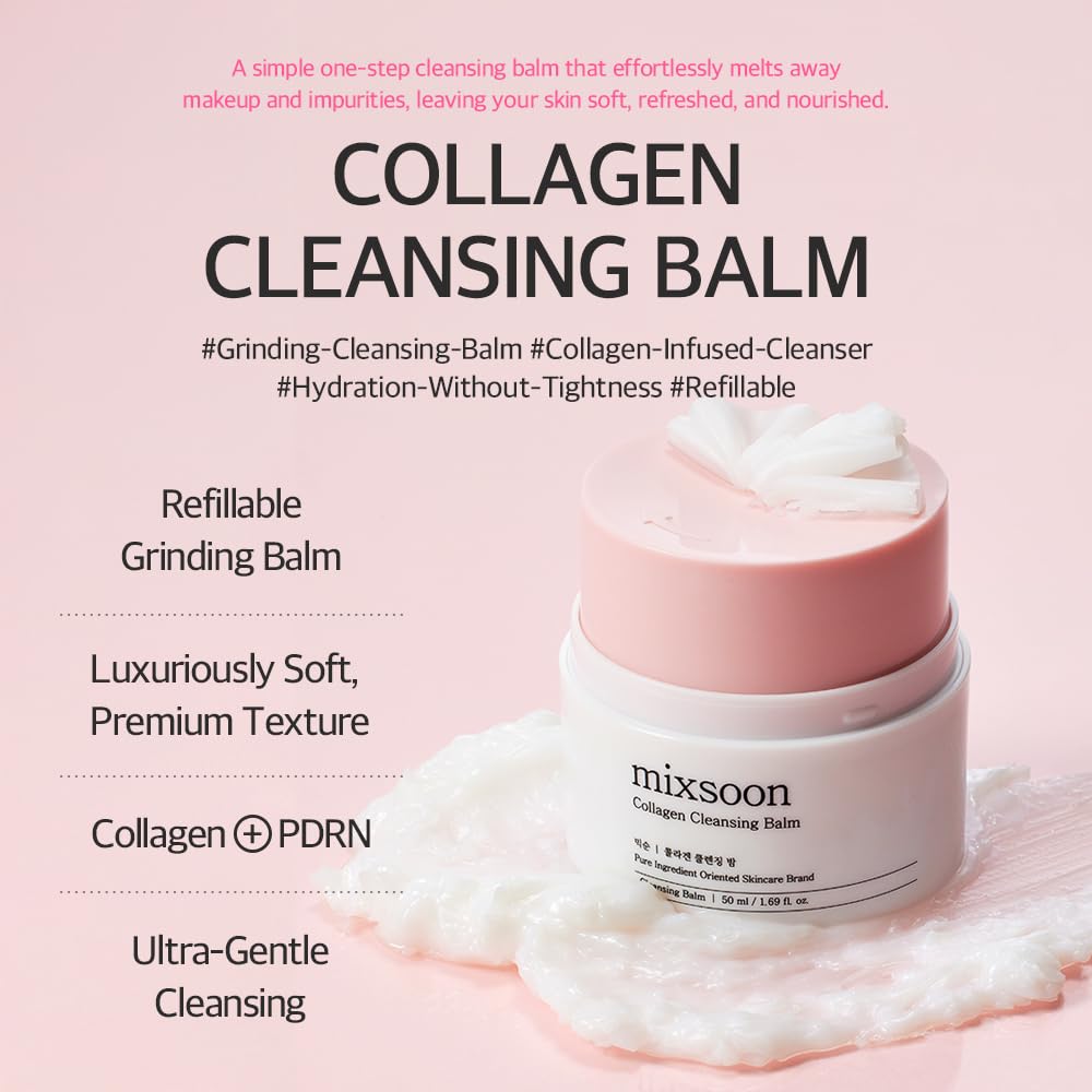 Mixsoon collagen cleansing balm twist-cap demonstrates easy, mess-free use