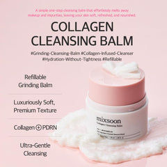 Mixsoon collagen cleansing balm twist-cap demonstrates easy, mess-free use