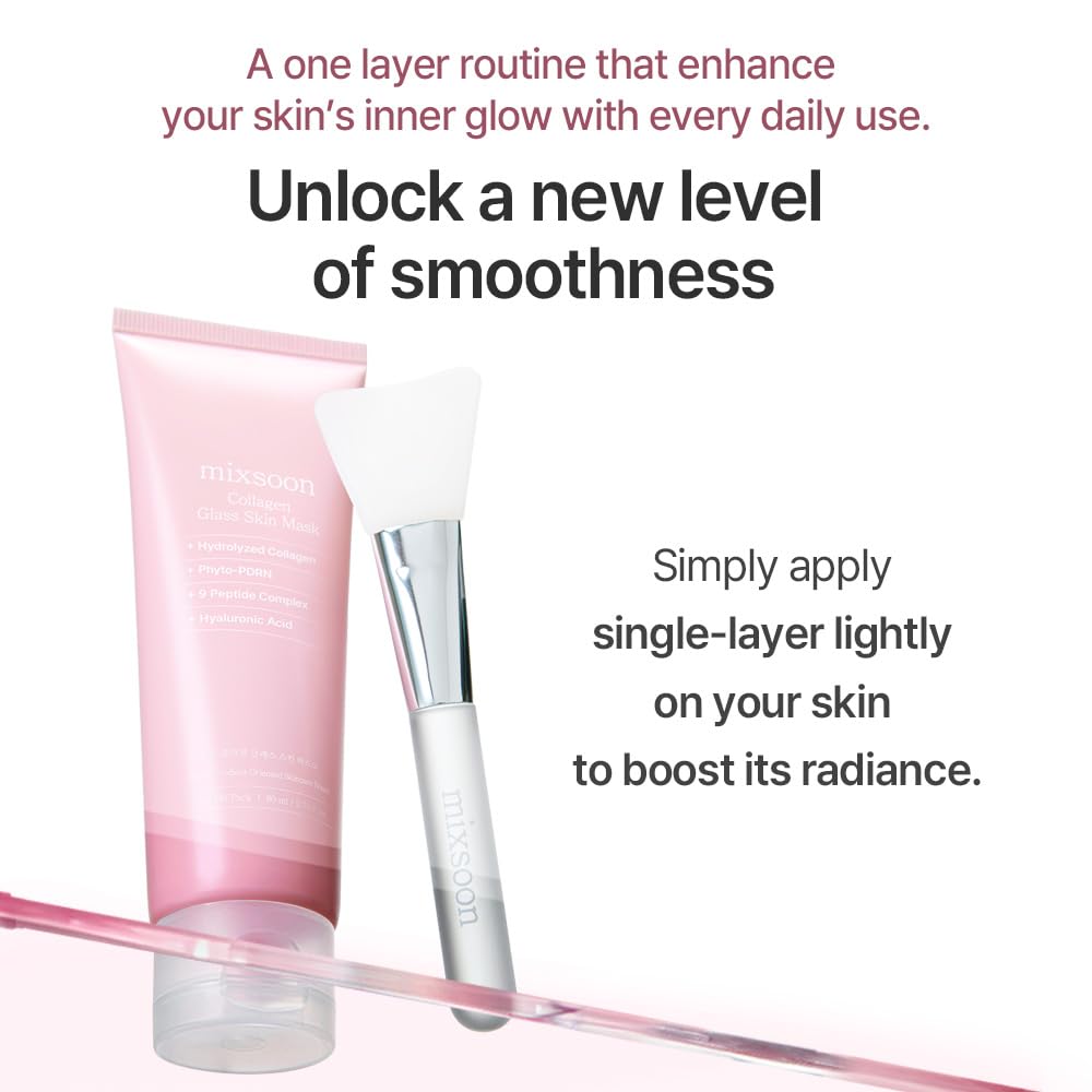 Mixsoon Collagen Glass Skin Mask peel-off action in motion