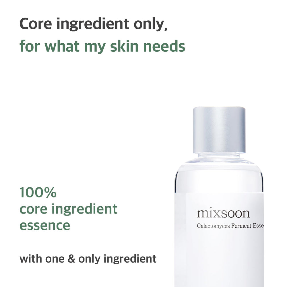 Mixsoon Galactomyces Ferment Essence glass-skin imagery implies radiant, healthy-looking skin.