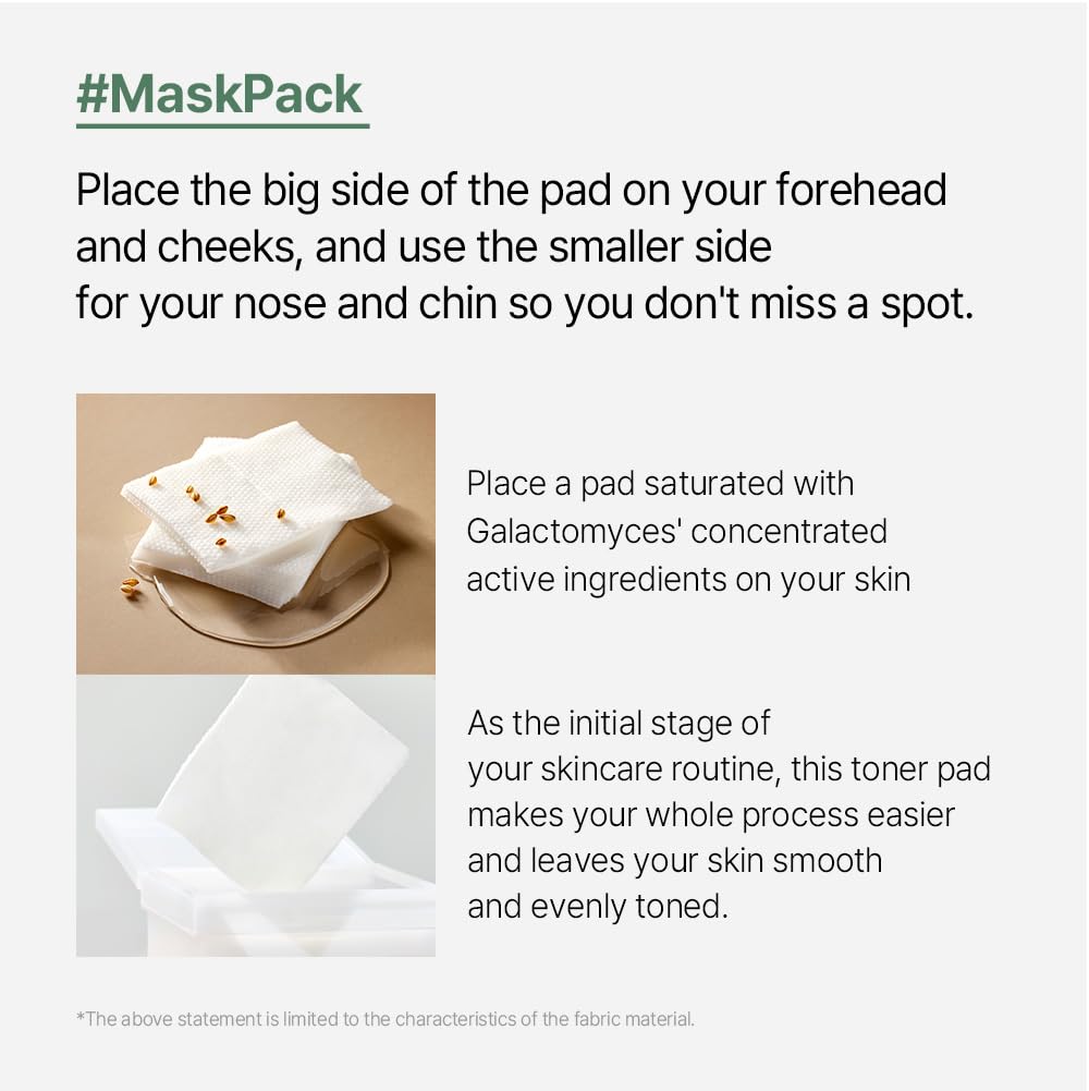 mixsoon galactomyces toner pad packaging open shows eco-friendly lyocell fibers.