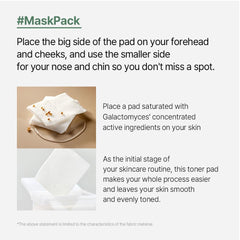mixsoon galactomyces toner pad packaging open shows eco-friendly lyocell fibers.