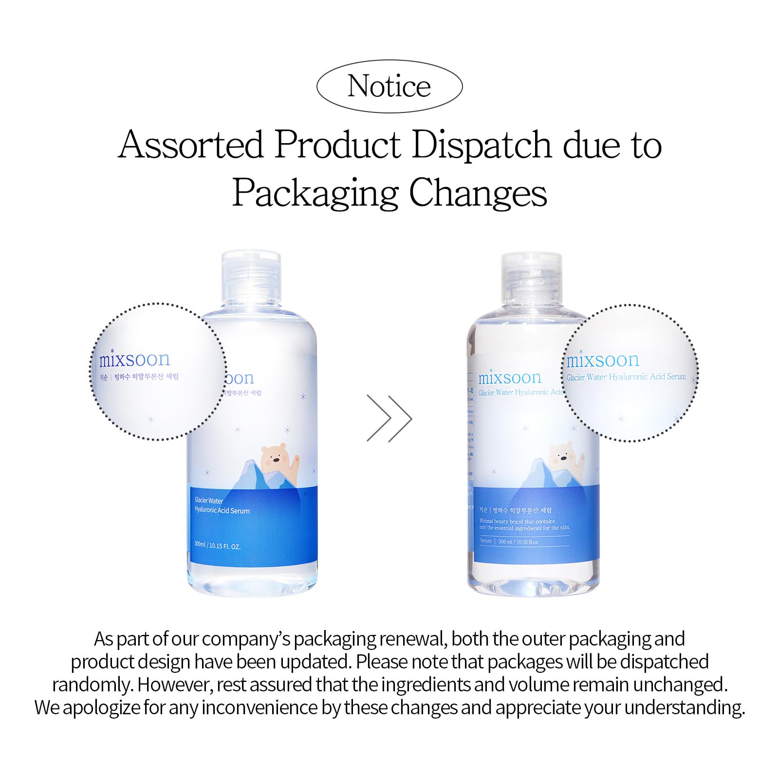 Mixsoon Glacier Water Serum cotton pad treatment scene suggests intensive care.
