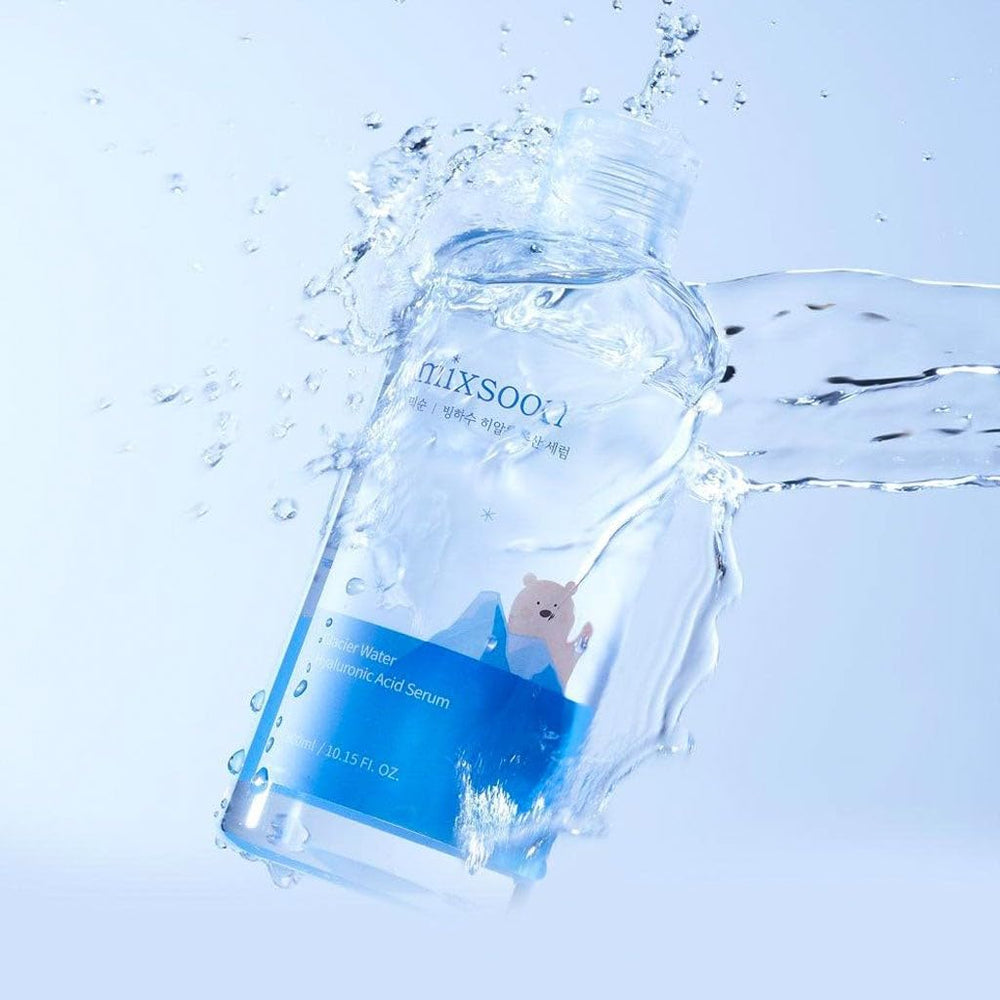 Mixsoon Glacier Water Serum dispense action shows controlled application.