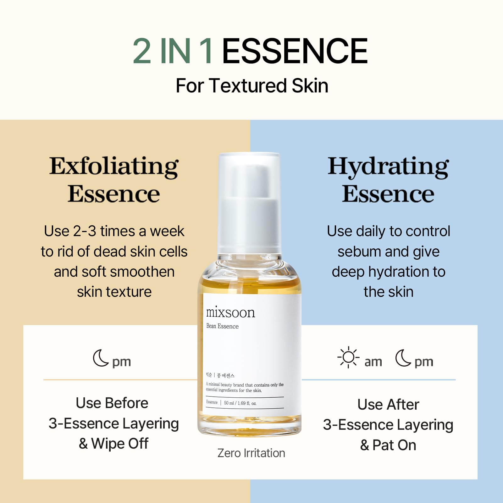 Mixsoon Textured-skin glow application demonstrates gentle exfoliation and hydration.