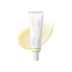 Mixsoon Vitamin C Cream jar closeup highlights hydrating, fragrance-free formula for radiant skin.