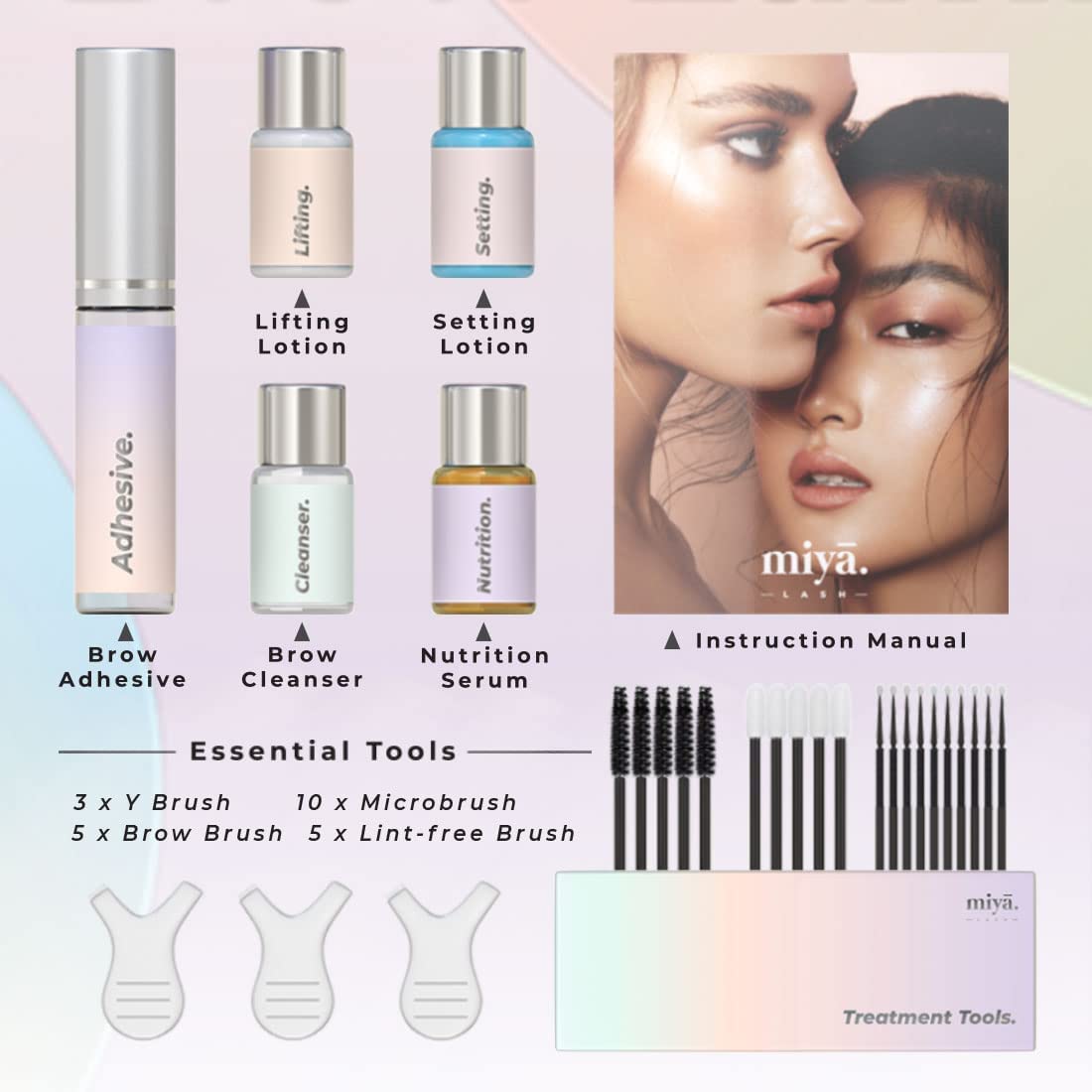 MIYA LASH instruction manual guiding easy, safe brow lifting at home.