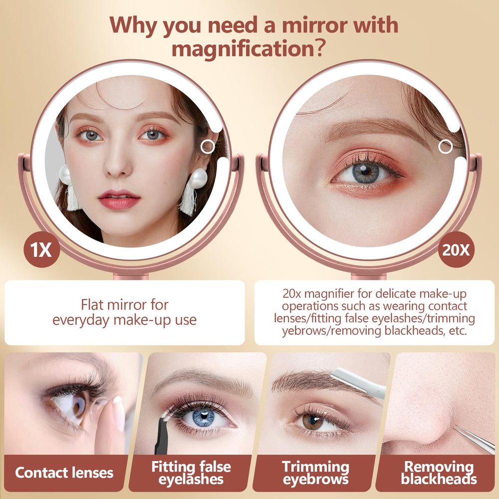 MIYADIVA 20x magnification for close-up details like lashes and makeup precision