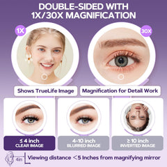 MIYADIVA purple handheld mirror with ergonomic handle for portable makeup.