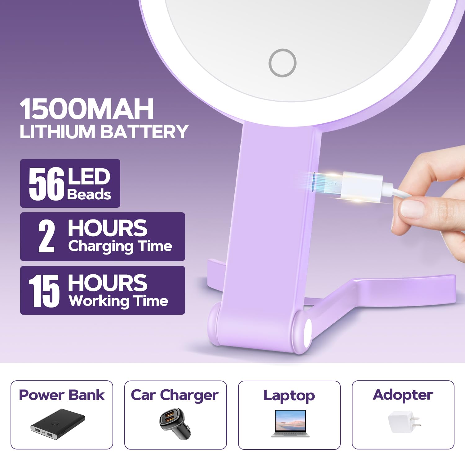 MIYADIVA touch controls with three light colors for customizable illumination.