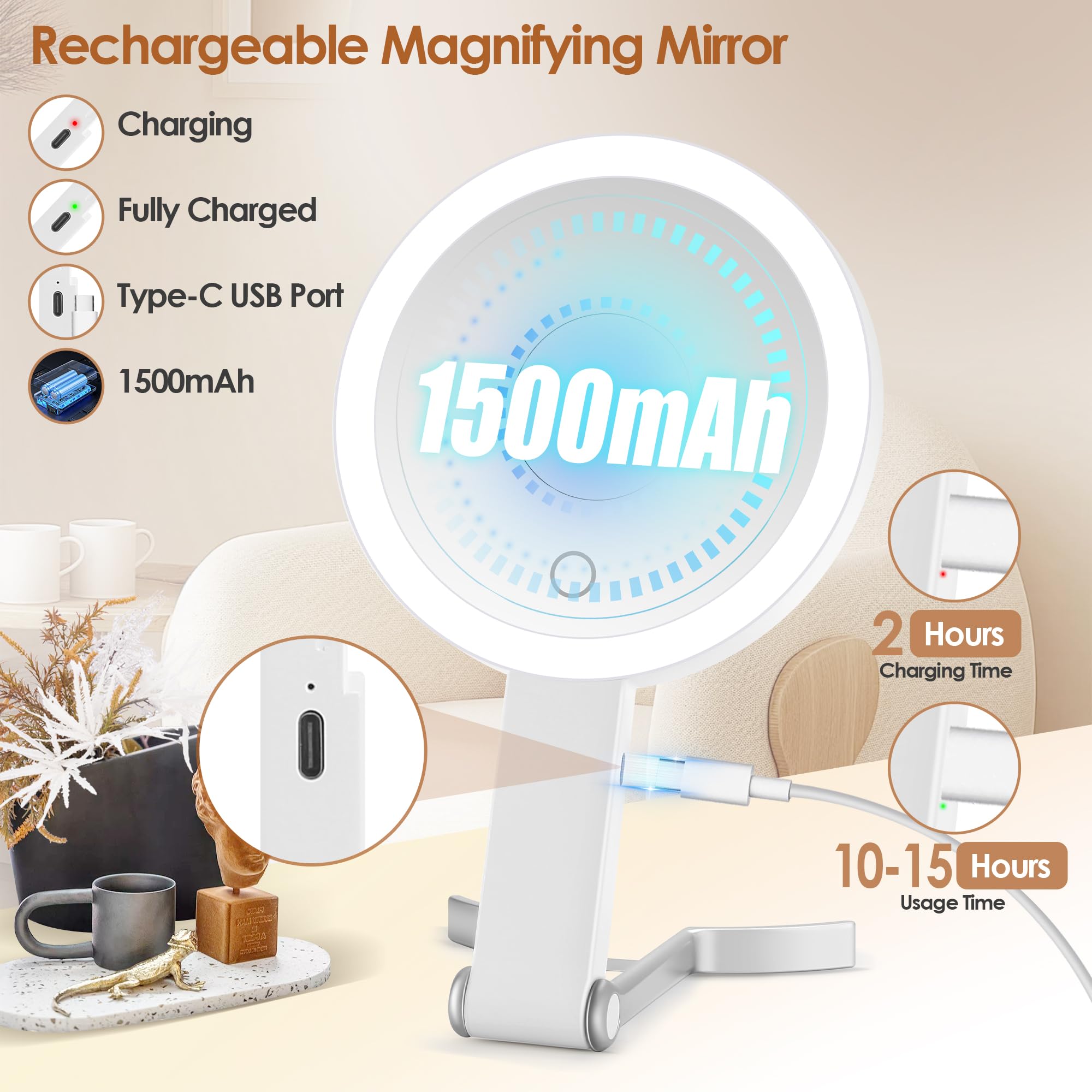 MIYADIVA lighting colors 3 color led provides adaptable tones for makeup