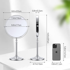 MIYADIVA magnifying mirror 20x on stand angled view for easy grooming
