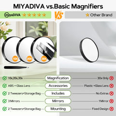 MIYADIVA magnifying mirror 30x for precise eye makeup tasks
