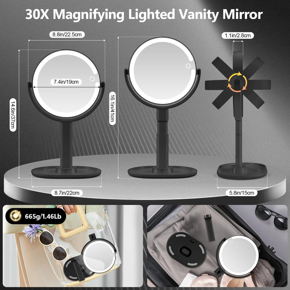 MIYADIVA makeup mirror with 3-color LED lighting for day to night makeup