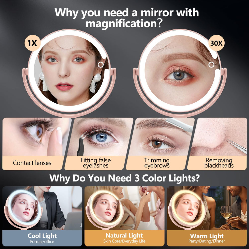 MIYADIVA makeup mirror 360 rotation flexible viewing angles.