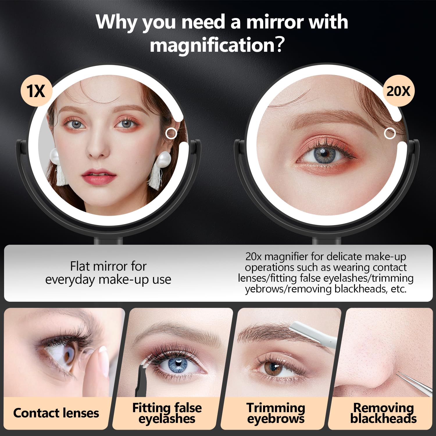 MIYADIVA mirror's 360-degree rotation lets you switch views effortlessly