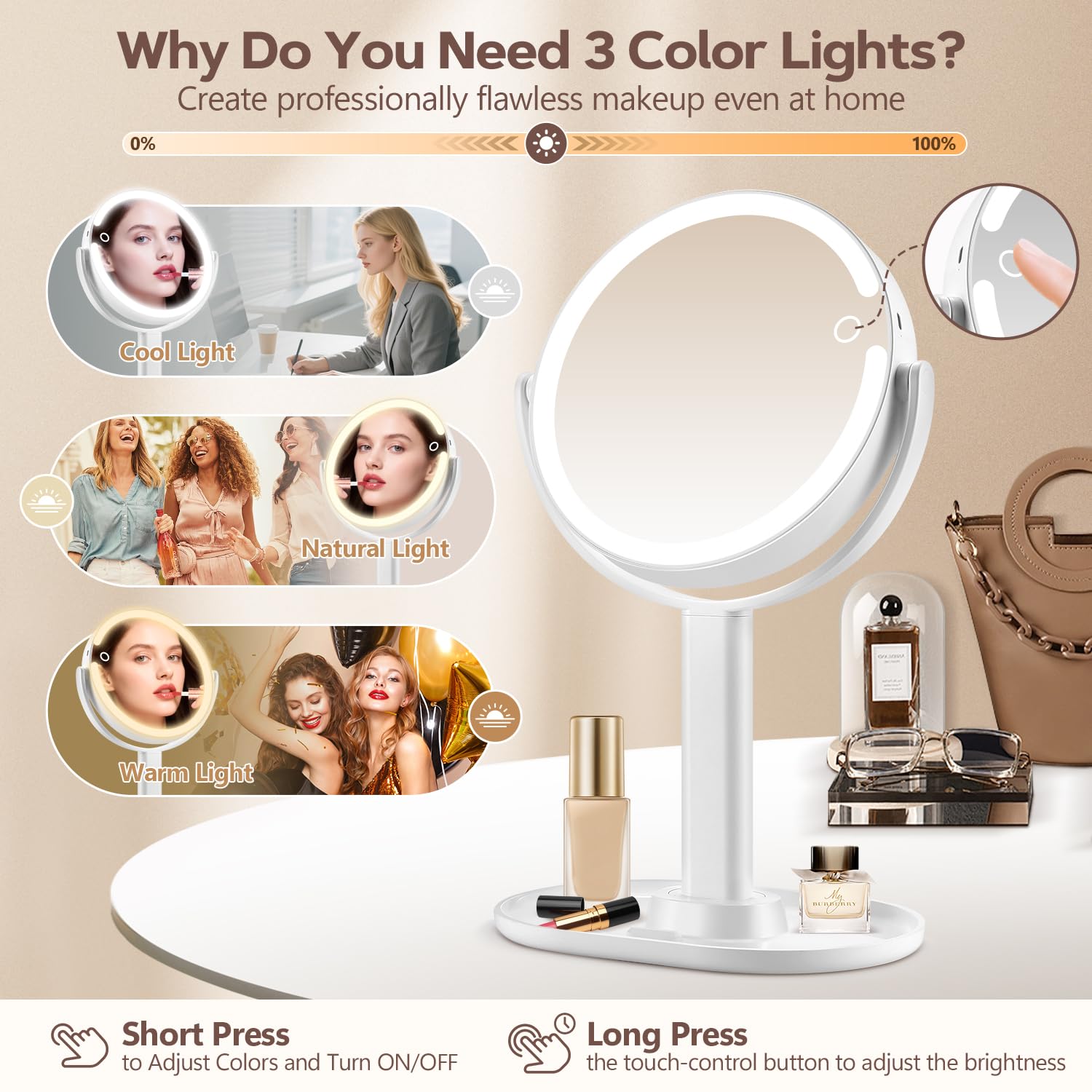 MIYADIVA 80 LEDs provide clear illumination for makeup and skincare