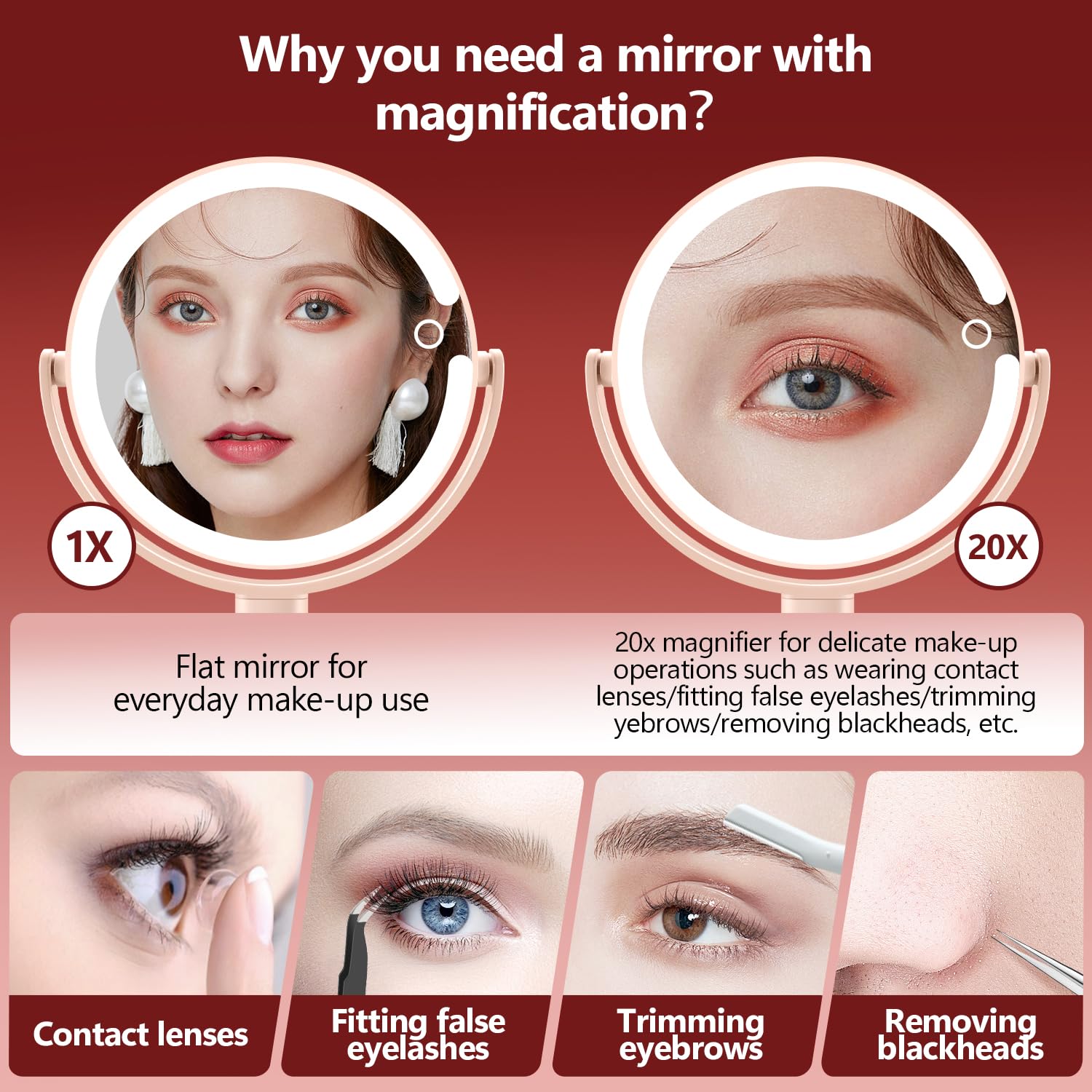 MIYADIVA makeup mirror with 80 LEDs provides bright, even illumination.