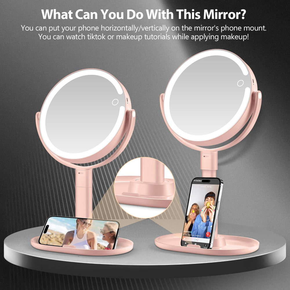 MIYADIVA makeup mirror with 2000 mAh battery long cordless use.