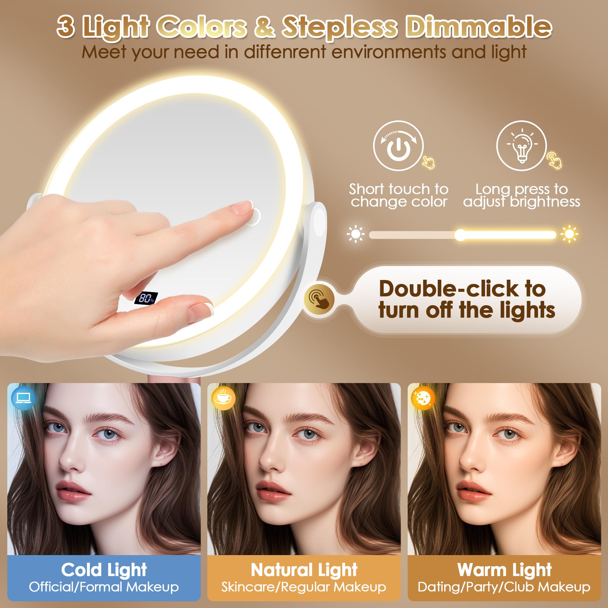 MIYADIVA detachable base includes a phone holder for hands-free use while applying makeup.