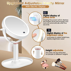 MIYADIVA height-adjustable mirror with 360-degree rotation for comfortable vanity use.