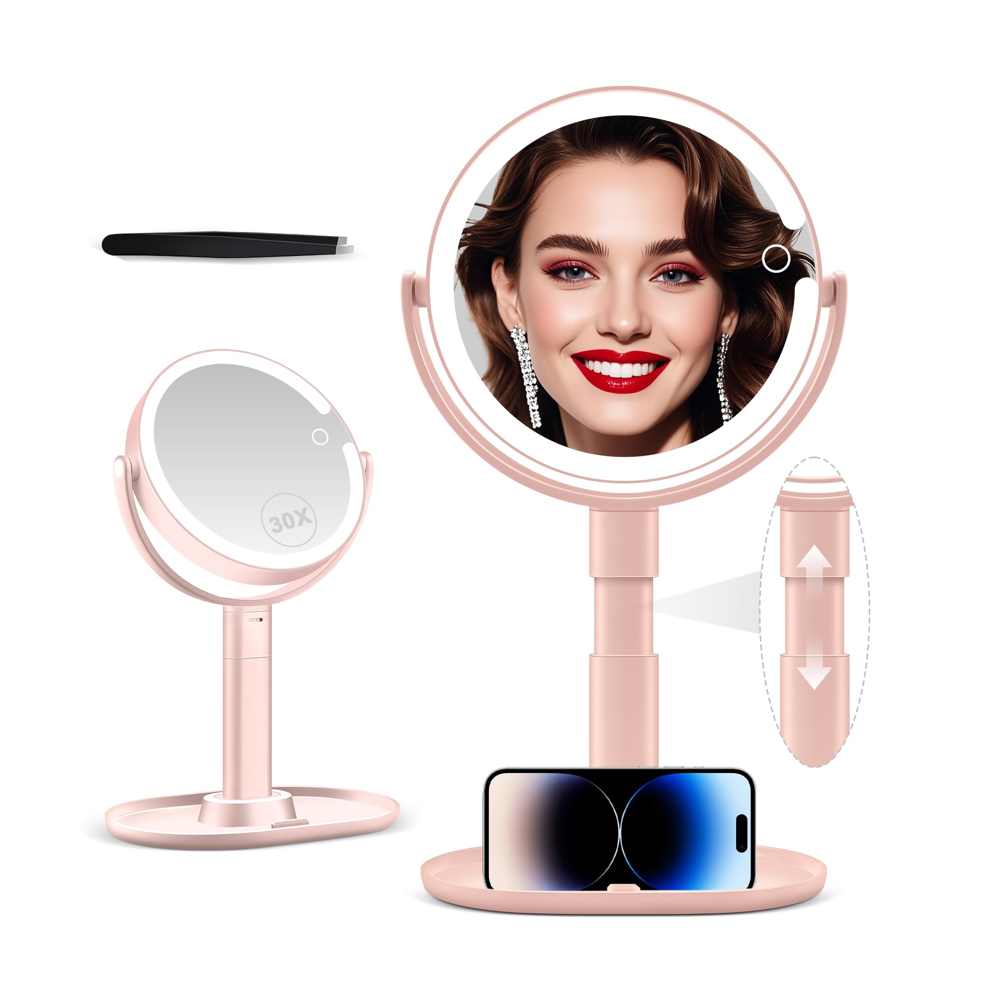 MIYADIVA makeup mirror with lights full-view reflection for precise makeup application.