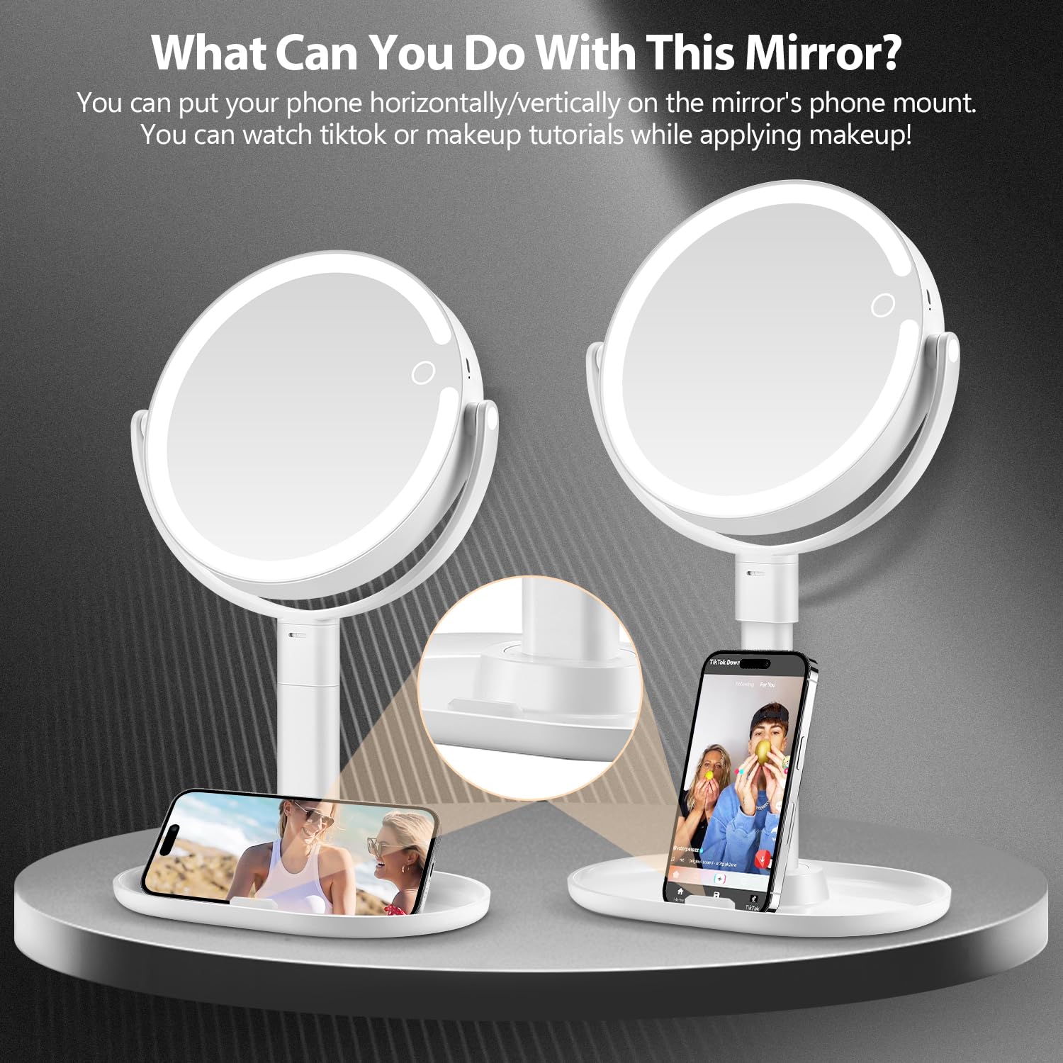 MIYADIVA makeup mirror with adjustable height for comfortable setup