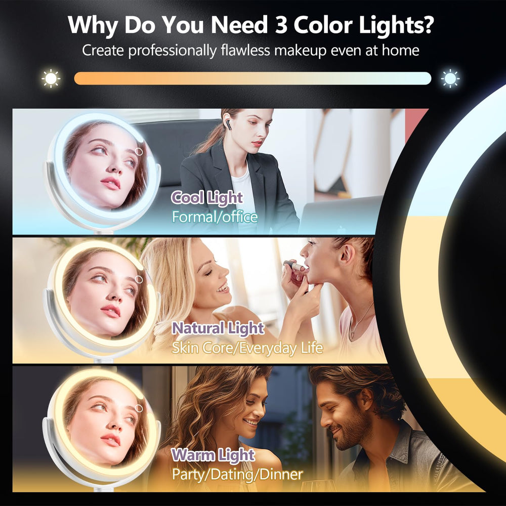 MIYADIVA mirror built-in phone holder enables tutorials while applying makeup.