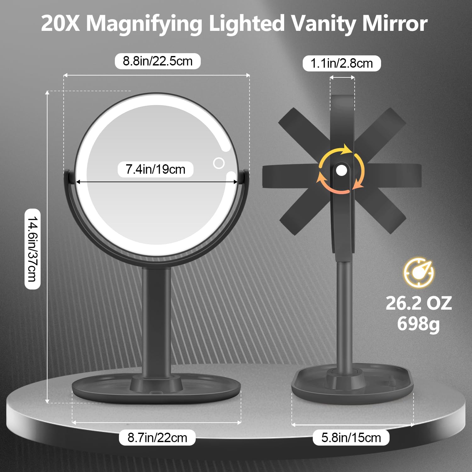 MIYADIVA mirror shows 3-color lighting to suit different makeup scenes