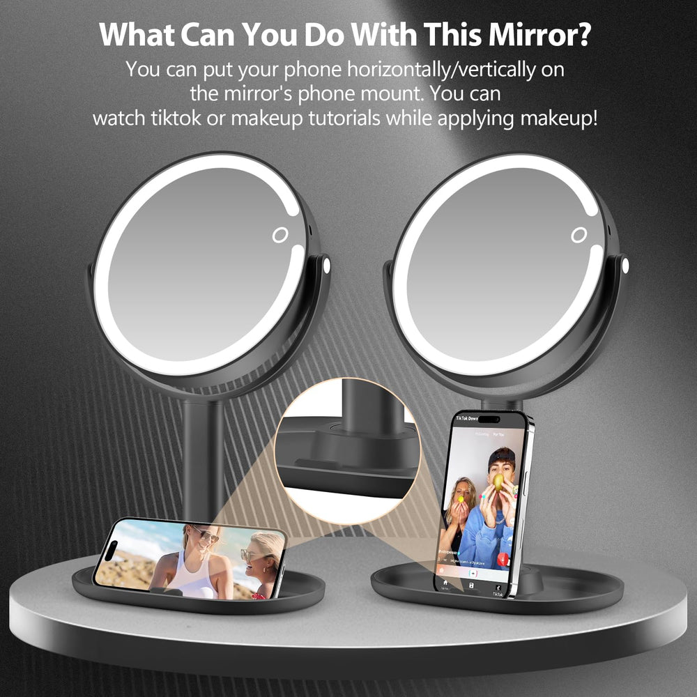 MIYADIVA compact desk mirror sits securely on a vanity or table