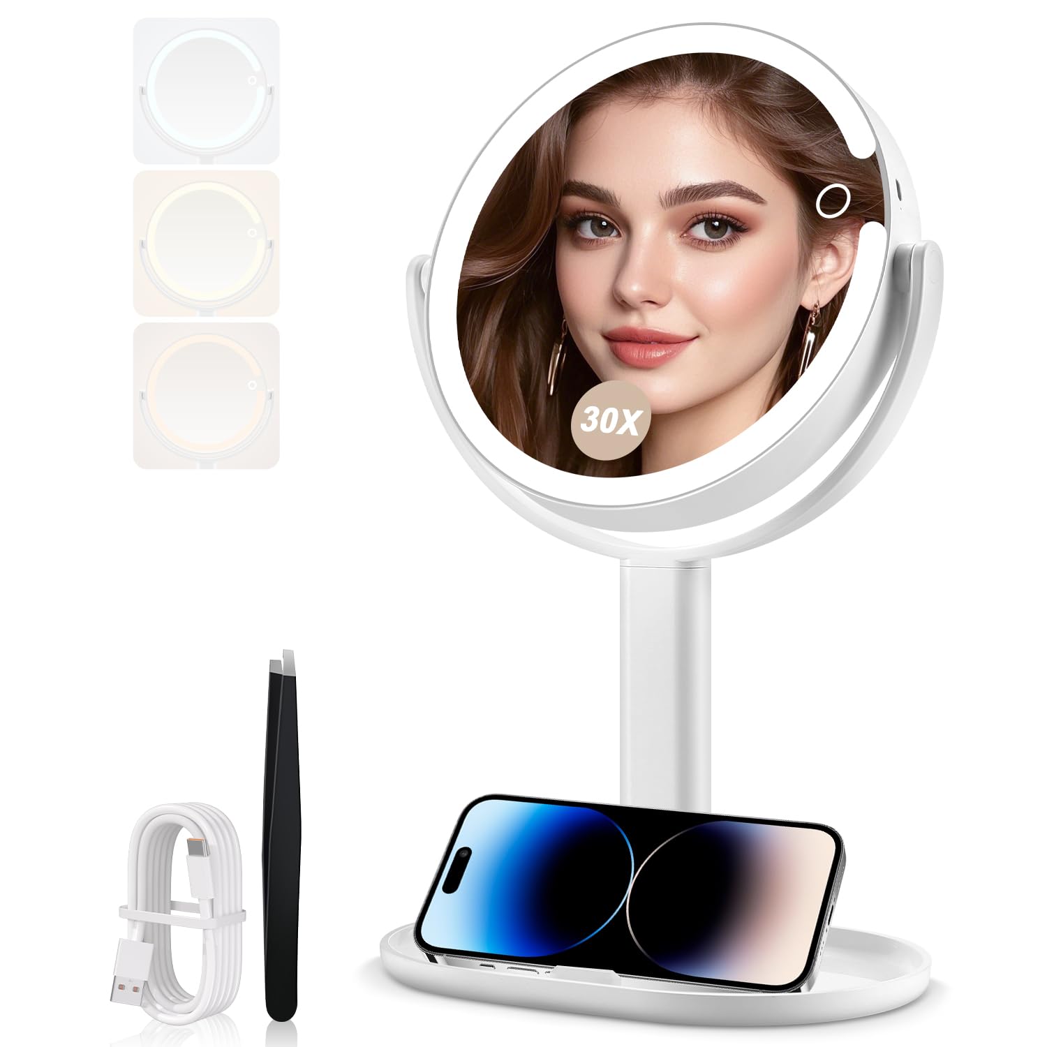 MIYADIVA makeup mirror with lights front view for daily routine efficiency
