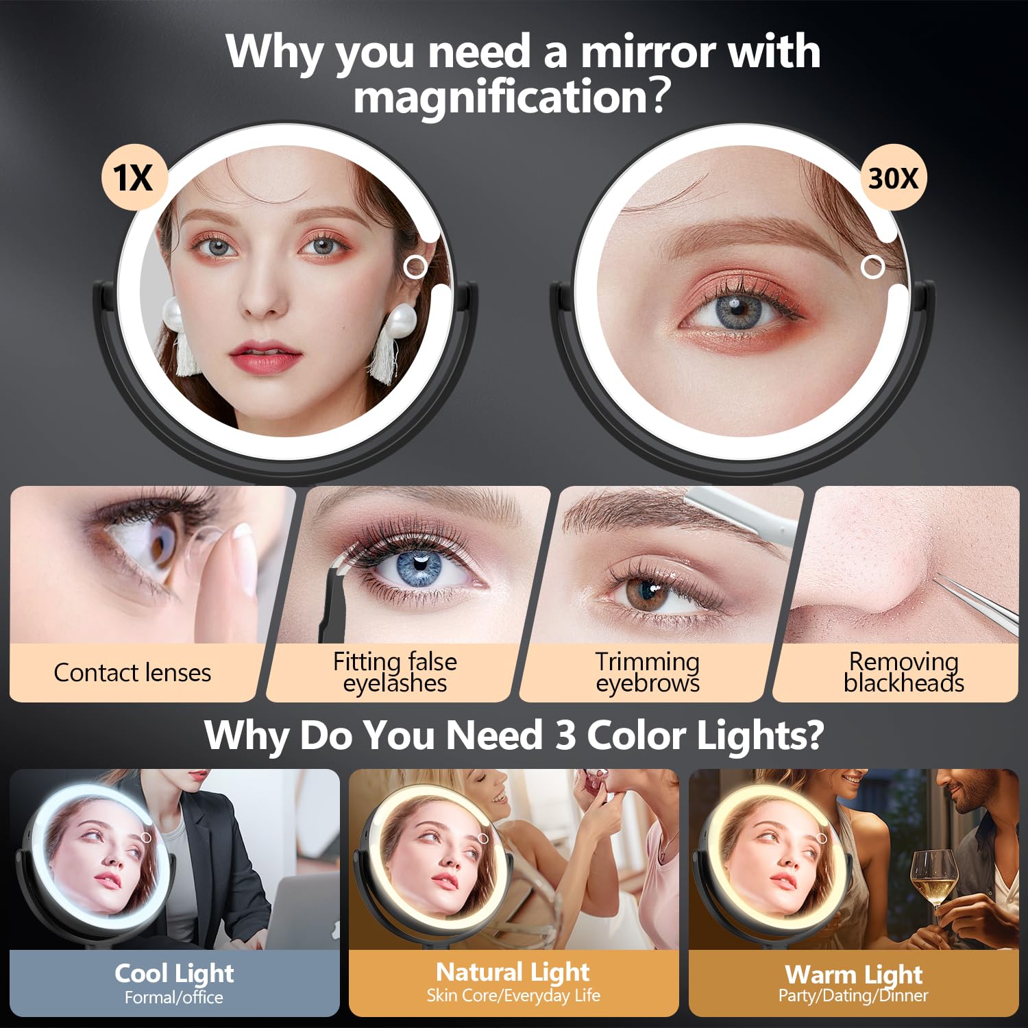 MIYADIVA 360-degree rotating double-sided mirror for quick view changes
